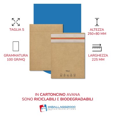 Buste a sacco per spedizione e reso in carta 225x250+80 - Buste per spedizioni
