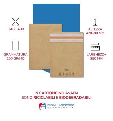 Buste a sacco per spedizione e reso in carta 350x420+80 - Buste per spedizioni