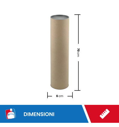 TUBO ALTEZZA CM 70 DIAMETRO CM 6 CON 2 TAPPI INSERITI - Buste Per Spedizioni