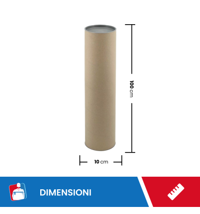TUBO ALTEZZA CM 100 DIAMETRO CM 10 CON 2 TAPPI INSERITI - Buste per spedizioni
