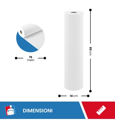 Rotolo lenzuolino medico 60cm x 75m - Igiene Sicurezza e Monouso carta