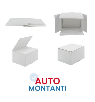 SCATOLE AUTOMONTANTI BIANCHE E AVANA CON CHIUSURA ADESIVA  - ONDA SINGOLA - Scatole