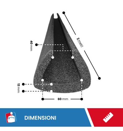 PROFILO A U IN PE ESPANSO C 40MM A 60MM 2MT SP 12MM - Film Estensibile E Pallettizzazione