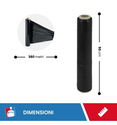 FILM ESTENSIBILE MANUALE NERO DA 4 KG - Film Estensibile e pallettizzazione