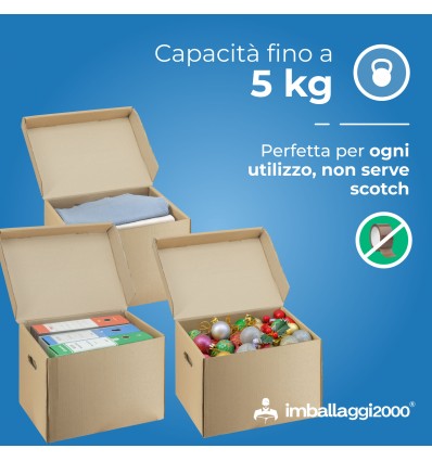SCATOLA CARTONE CON COPERCHIO ARCHIVIO 40x30x30 - SCATOLE IN CARTONE