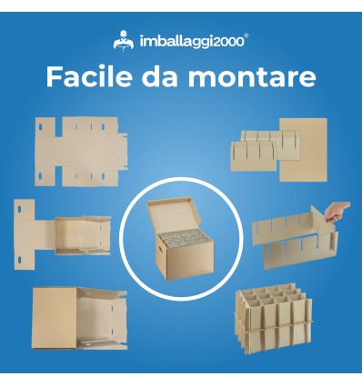 SCATOLE CARTONE CON COPERCHIO BICCHIERI 40x30x30 - SCATOLE IN CARTONE