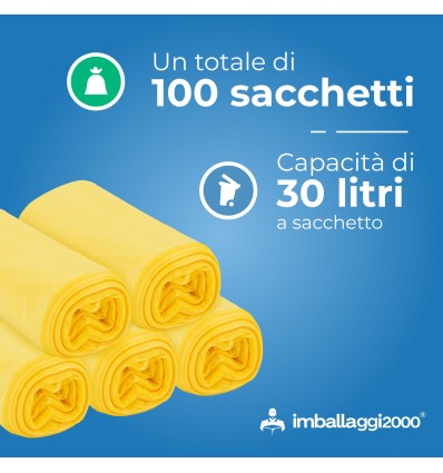 SACCHI PER DIFFERENZIATA 50X60 GIALLI ROTOLO DA 20 - Igiene Sicurezza e Monouso carta