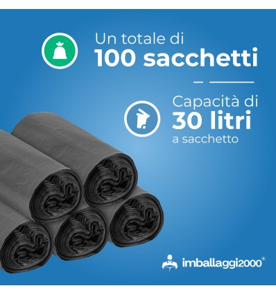 SACCHI PER DIFFERENZIATA 50X60 NERI ROTOLO DA 20 - Igiene Sicurezza e Monouso carta