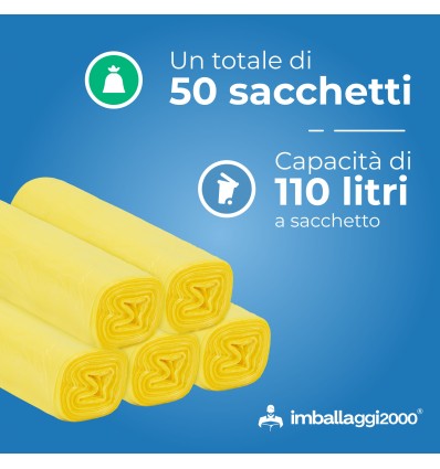 SACCHI PER DIFFERENZIATA 70X110 GIALLI ROTOLO DA 10 - Igiene Sicurezza e Monouso carta