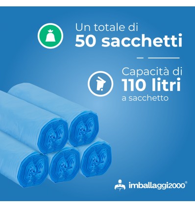 SACCHI PER DIFFERENZIATA 70X110 AZZURRI ROTOLO DA 10 - Igiene Sicurezza e Monouso carta