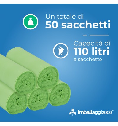 SACCHI PER DIFFERENZIATA MATER BI 70X110 IN ROTOLO DA 10 - Igiene Sicurezza e Monouso carta
