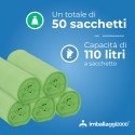 SACCHI PER DIFFERENZIATA MATER BI 70X110 IN ROTOLO DA 10 - Igiene Sicurezza e Monouso carta