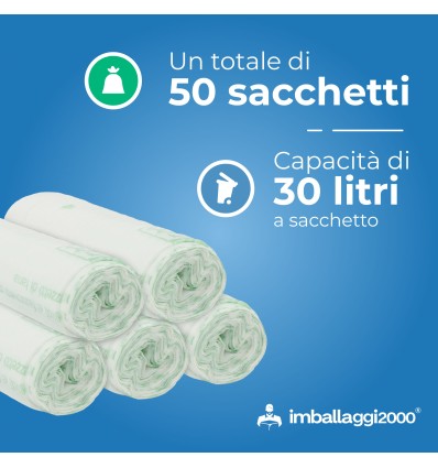 SACCHI PER DIFFERENZIATA MATER BI 50X60 IN ROTOLO DA 10 - Igiene Sicurezza e Monouso carta