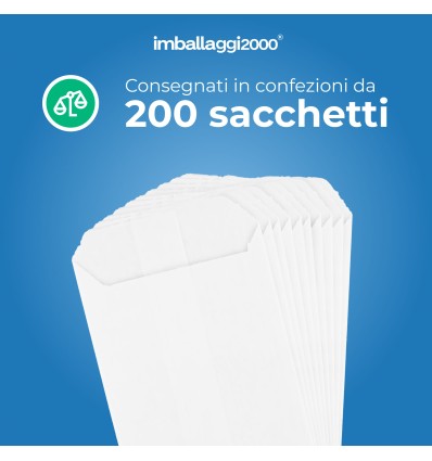 SACCHETTI DI CARTA BIANCHI 5.5X10 PEZZI 200 - Imballaggi per Tutte le Esigenze