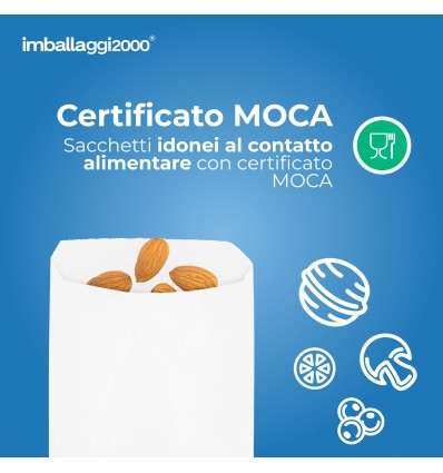 SACCHETTI IN CARTA PER ALIMENTI BIANCHI CONFEZIONE DA 100 PEZZI - Imballaggi per Tutte le Esigenze
