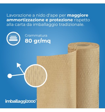 Carta alveolare 3D 40 cm x 50 m – Imballaggio protettivo ecologico - Imballaggi per Tutte le Esigenze