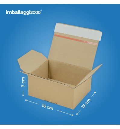 SCATOLE 1 ONDA AVANA AUTOMONTANTI FONDO A SCATTO ANTI EFFRAZIONE CON PATELLA ADESIVA MISURA 16X13X7 - Scatole