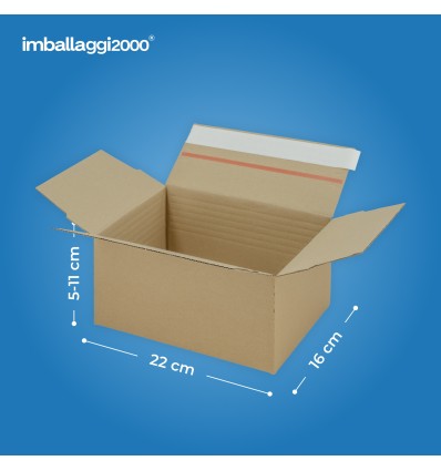SCATOLE 1 ONDA AVANA AUTOMONTANTI FONDO A SCATTO ANTI EFFRAZIONE CON PATELLA ADESIVA MISURA 22X16X05 FINO A 11 CM ALTEZZA VARIAB