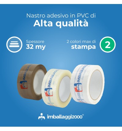 NASTRO ADESIVO IN PVC PERSONALIZZATO AD 1 O 2 COLORI 50X66 - Imballaggi per Tutte le Esigenze