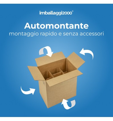 SCATOLA CON CANTINETTA AUTOMONTANTE PER 6 BOTTIGLIE DI VINO BORDOLESE - Scatole di Cartone