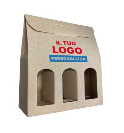 Scatole Avana per 3 bottiglia personalizzata