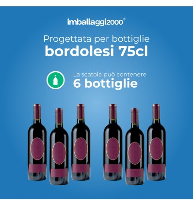 SCATOLA PERSONALIZZATA CON CANTINETTA AUTOMONTANTE PER 6 BOTTIGLIE DI VINO BORDOLESE - Scatole di Cartone