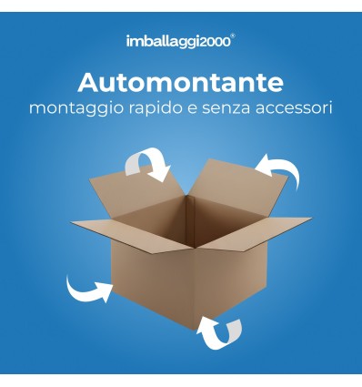 SCATOLE 1 ONDA AVANA AUTOMONTANTI FONDO A SCATTO ANTI EFFRAZIONE CON PATELLA ADESIVA MISURA 35X35X26 - Scatole