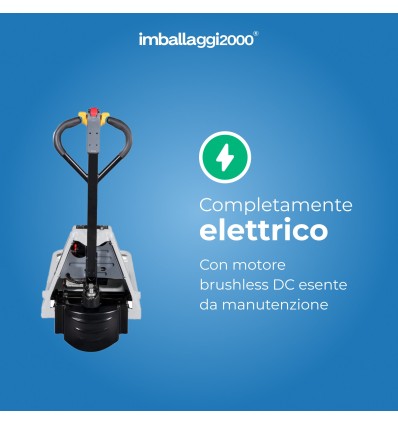 TRANSPALLET COMPLETAMENTE ELETTRICO ALZATA E MOVIMENTO, PROFESSIONALE PORTATA 1500 KG - Transpallet