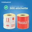 Etichette di spedizione prestampate con scritta FRAGILE - Imballaggi per Tutte le Esigenze