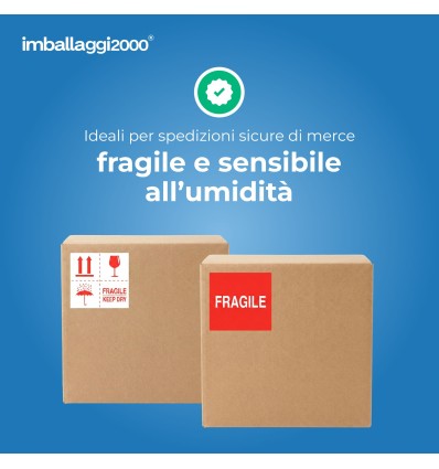 Etichette di spedizione prestampate con scritta FRAGILE - Imballaggi per Tutte le Esigenze