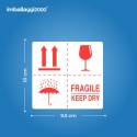 Etichette di spedizione 100x95 mm con scritta prestampata 4 LOGHI FRAGILE - Ufficio E Cancelleria