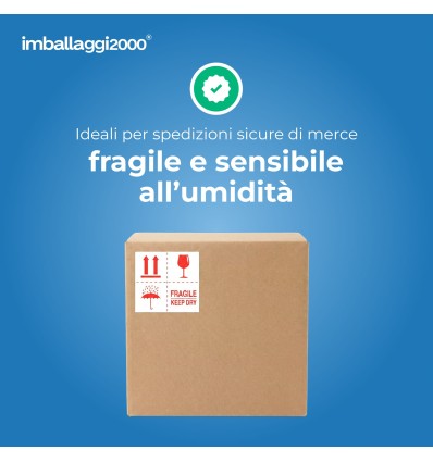 Etichette di spedizione 100x95 mm con scritta prestampata 4 LOGHI FRAGILE - Ufficio E Cancelleria