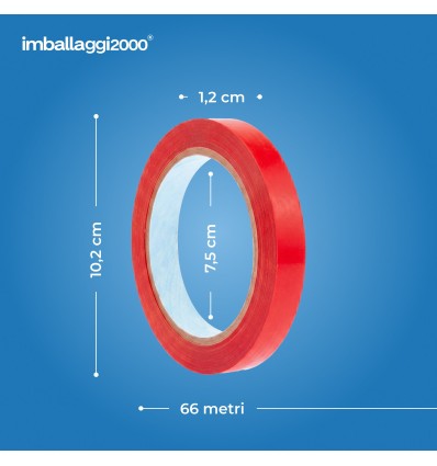 Nastro adesivo rosso stretto in polipropilene - Nastri Adesivi