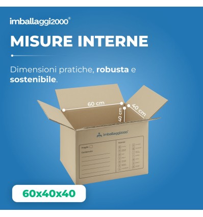 SCATOLA DA TRASLOCO RINFORZATA 60X40X40 - Scatole di Cartone