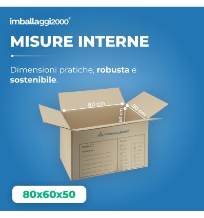 SCATOLA DA TRASLOCO RINFORZATA 80x60x50 - Scatole di Cartone
