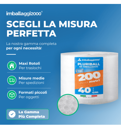 Pluriball rotolo 40cmx200mt 55 gr/mq - Pluriball in Rotoli