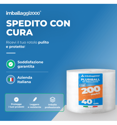 Pluriball rotolo 40cmx200mt 55 gr/mq - Pluriball in Rotoli