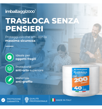Pluriball rotolo 40cmx200mt 55 gr/mq - Pluriball in Rotoli