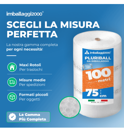 Pluriball rotolo 75cmx100mt 55 gr/mq - Pluriball in Rotoli