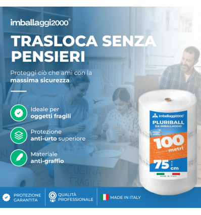 Pluriball rotolo 75cmx100mt 55 gr/mq - Pluriball in Rotoli