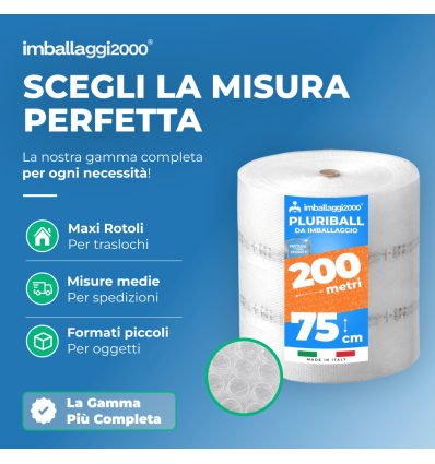 Pluriball rotolo 75cmx200mt 55 gr/mq - Pluriball in Rotoli