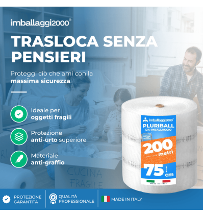 Pluriball rotolo 75cmx200mt 55 gr/mq - Pluriball in Rotoli