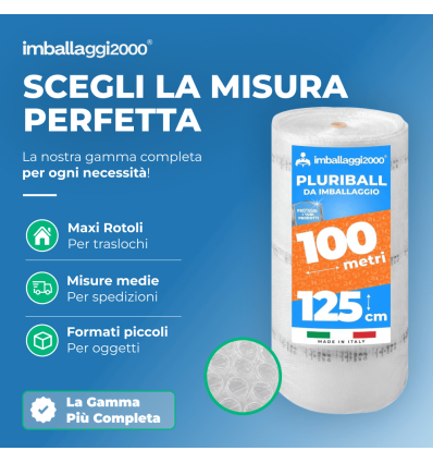 Pluriball rotolo 125cmx100mt 55 gr/mq - Pluriball in Rotoli