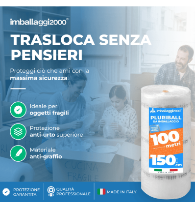 Pluriball rotolo 150cmx100mt 55 gr/mq - Pluriball in Rotoli