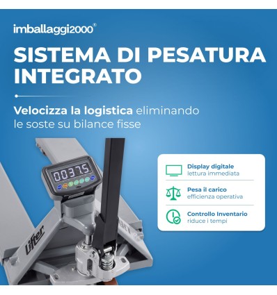 Transpallet pesatore manuale Pramac PY20, portata 2000 kg, forche 1150x540 mm - Transpallet