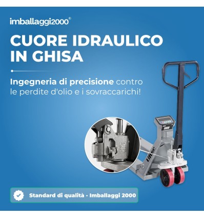 Transpallet pesatore manuale Pramac PY20, portata 2000 kg, forche 1150x540 mm - Transpallet
