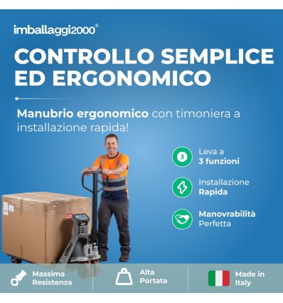 Transpallet pesatore manuale Pramac PY20, portata 2000 kg, forche 1150x540 mm - Transpallet
