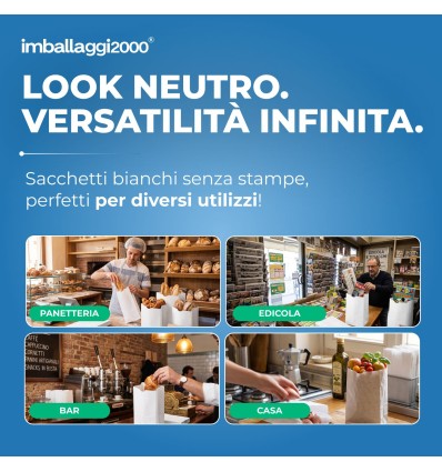 SACCHETTI DI CARTA BIANCHI 10X20 - Imballaggi Alimentari