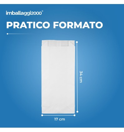 SACCHETTI DI CARTA BIANCHI 17X34 - Imballaggi Alimentari