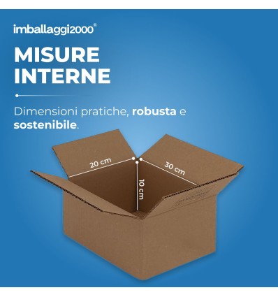 SCATOLE 1 ONDA AVANA 30X20X10 - Scatole di Cartone